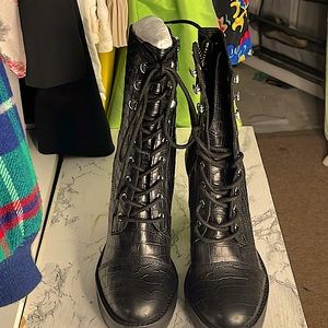 Black Croc Leather Boots by Winnie Harlow for Steve Madden …very rare